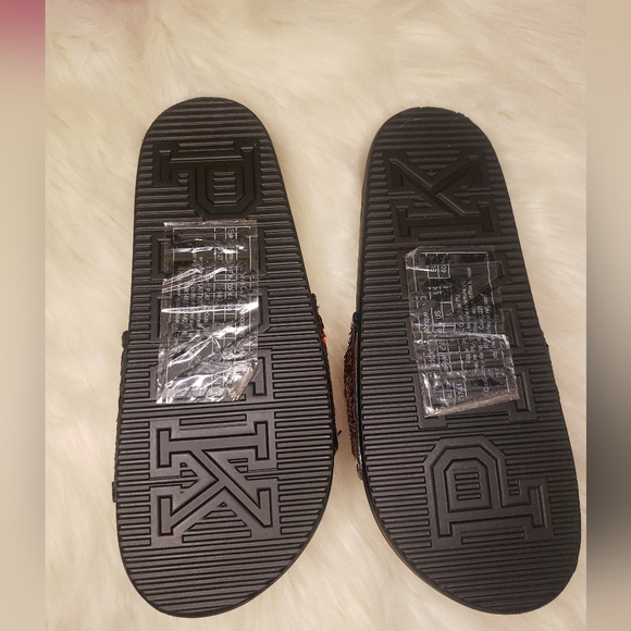 💞PINK Victoria’s Secret Rose Gold Bling Sequins Slides LARGE - Picture 7 of 8